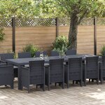 Ensemble de salle à manger de jardin 13 pièces avec coussins Anthracite en poly rattan