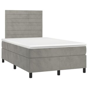 vidaXL Sommier à lattes de lit et matelas gris clair 120x190cm velours