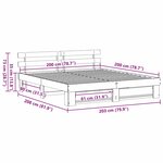 vidaXL Cadre de lit Blanc 200 x 200 cm Bois massif en pin