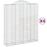 vidaXL Paniers à gabions arqués 4 Pièces 200x50x220/240 cm Fer galvanisé