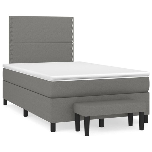 vidaXL Sommier à lattes de lit avec matelas Gris foncé 120x200cm Tissu