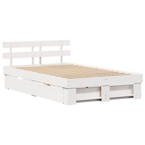 vidaXL Cadre de lit avec tiroir Blanc 135 x 190 cm Bois massif en pin
