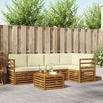 vidaXL Ensemble de canapés d'extérieur 6 pc Naturel et Crème Polyester