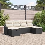 vidaXL Ensemble de canapé de jardin 6 Pièces Noir 55 x 62 x 69 cm