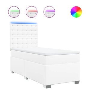 vidaXL Sommier à lattes de lit avec matelas Blanc 90x190 cm Similicuir