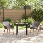 vidaXL Ensemble de repas de jardin 3 pièces en poly rattan gris