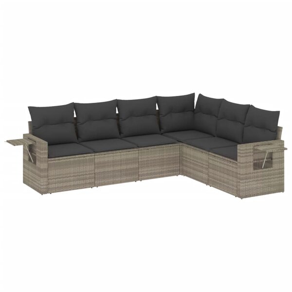 vidaXL Salon de jardin 6 Pièces avec coussins gris clair résine tressée