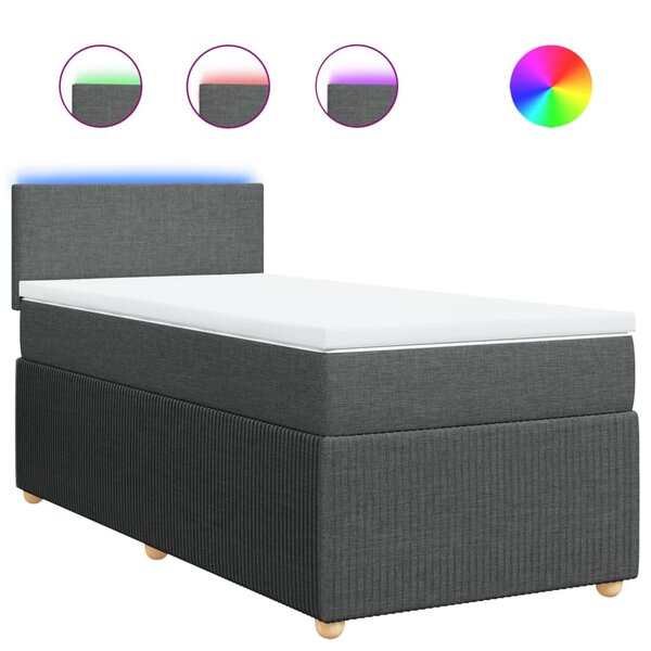 vidaXL Sommier à lattes de lit et matelas Gris foncé 90x190 cm Tissu
