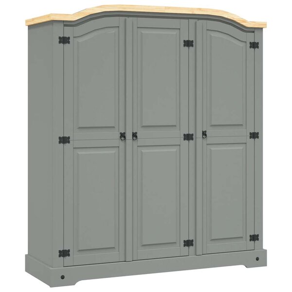 vidaXL Garde-robe avec 3 portes Gamme Corona pin mexicain Gris