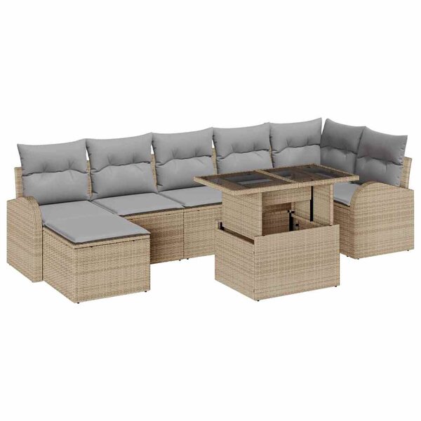 vidaXL Ensemble de canapé de jardin 8 Pièces beige et gris clair