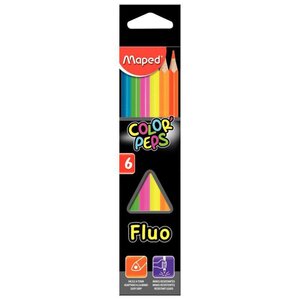 Étui de 6 crayons de couleur triangulaires MAPED COLOR'PEPS fluo