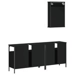 vidaXL Ensemble de meubles salle de bain 3 Pièces noir bois d'ingénierie