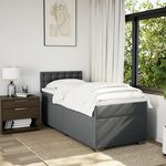 vidaXL Sommier à lattes de lit avec matelas Gris foncé 100x200cm Tissu