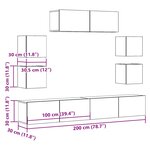 vidaXL Ensemble de meuble TV mural 7 Pièces vieux bois bois d'ingénierie