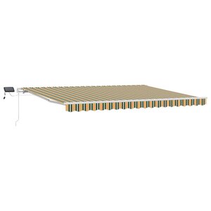 vidaXL Auvent Rétractable Vert et jaune 450 × 350 cm Tissu et acier