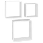 vidaXL Étagères murales sous forme de cube 3 Pièces Blanc MDF