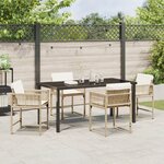 vidaXL Set de salle à manger de jardin 5 pièces avec coussins beige rattan poly