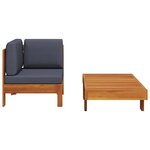 vidaXL Salon de jardin 2 Pièces avec coussins gris foncé Bois d'acacia