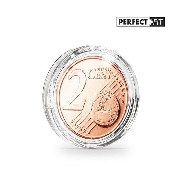 Capsules rondes ULTRA PERFECT FIT pour pièces de 2 cents d'euro. Paquet - 100 capsules