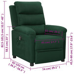 vidaXL Fauteuil inclinable électrique Vert foncé Tissu