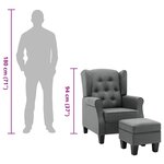 vidaXL Fauteuil avec repose-pied Gris clair Tissu