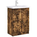 vidaXL Armoire sous évier de salle de bain Chêne fumé