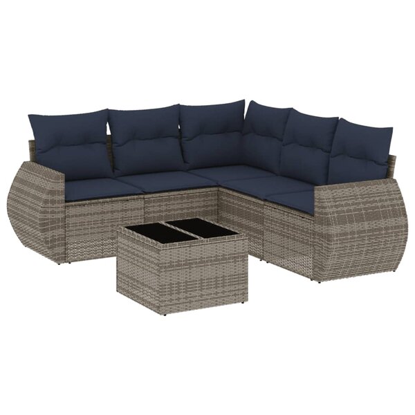 vidaXL Salon de jardin 6 Pièces avec coussins gris résine tressée