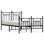 vidaXL Cadre de lit métal sans matelas avec pied de lit noir 120x190cm