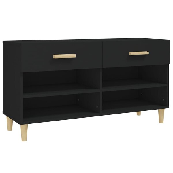 vidaXL Armoire à chaussures Noir 102x35x55 cm Bois d'ingénierie