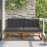 vidaXL Sofa de milieu extérieur avec coussin 2 Pièce Naturel