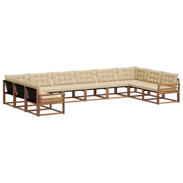 vidaXL Ensemble de canapés d'extérieur 10 pc Naturel et Beige