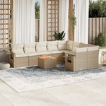 vidaXL Salon de jardin avec coussins 10 Pièces beige résine tressée