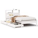 vidaXL Lit bibliothèque sans matelas blanc 90x190cm bois de pin massif