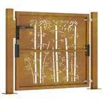 vidaXL Portail de jardin 105x105 cm acier corten design de bambou