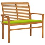 vidaXL Banc de jardin avec coussin vert vif 112 cm Bois de teck massif