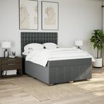 vidaXL Sommier à lattes de lit avec matelas Gris foncé 140x190cm Tissu