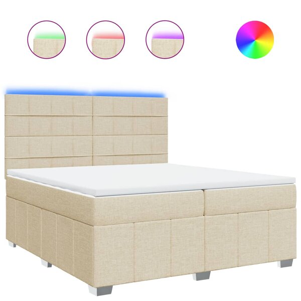 vidaXL Sommier à lattes de lit avec matelas Crème 200x200 cm Tissu