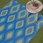Tapis extérieur terrasse réversible - Tapis de jardin imperméable et résistant UV - Amber - Bleu - 180x270 cm - HOMESCAPES