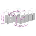 vidaXL Ensemble de bistro de jardin 11 Pièces coussins beige poly rotin