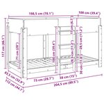 vidaXL Lit Superposé pour Enfants Gris Sonoma 100 x 200 cm