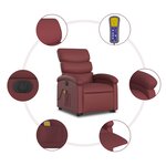 vidaXL Fauteuil inclinable de massage électrique rouge bordeaux