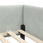 vidaXL Cadre de lit d'angle avec tête de lit Gris clair 90 cm x 190 cm