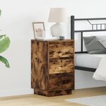 vidaXL Table de chevet avec LED Chêne fumé 39x34 5x65 cm Bois d'ingénierie