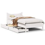 vidaXL Cadre de lit avec tiroirs blanc 75x190 cm bois de pin massif