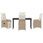 vidaXL Ensemble de salle à manger de jardin 5 pièces avec coussins en poly rotin beige