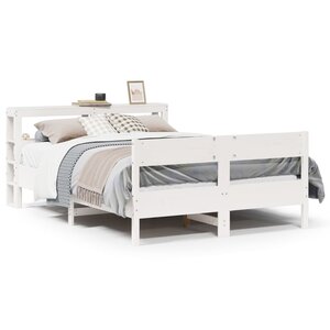 vidaXL Cadre de lit sans matelas blanc 135x190 cm bois de pin massif