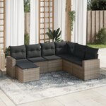 vidaXL Salon de jardin avec coussins 7 Pièces gris résine tressée