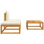vidaXL Salon de jardin avec coussins 3 Pièces bois massif d'acacia