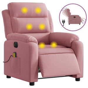vidaXL Fauteuil inclinable de massage électrique rose velours