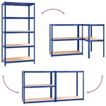 vidaXL Étagères à 5 niveaux 2Pièces Bleu Acier et bois d'ingénierie